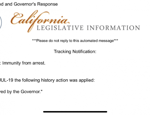 Governor Newsom Signs SB233 – Immunity From Arrest